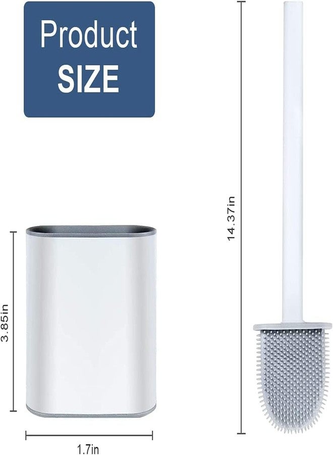 MADRIC Toilet Brush,Deep Cleaner Silicone Toilet Brushes with No-Slip Long Plastic Handle and Flexible Bristles, Silicone Toilet Brush with Quick Drying Holder Set for Toilet（White-New,2 Pack） - Image 3